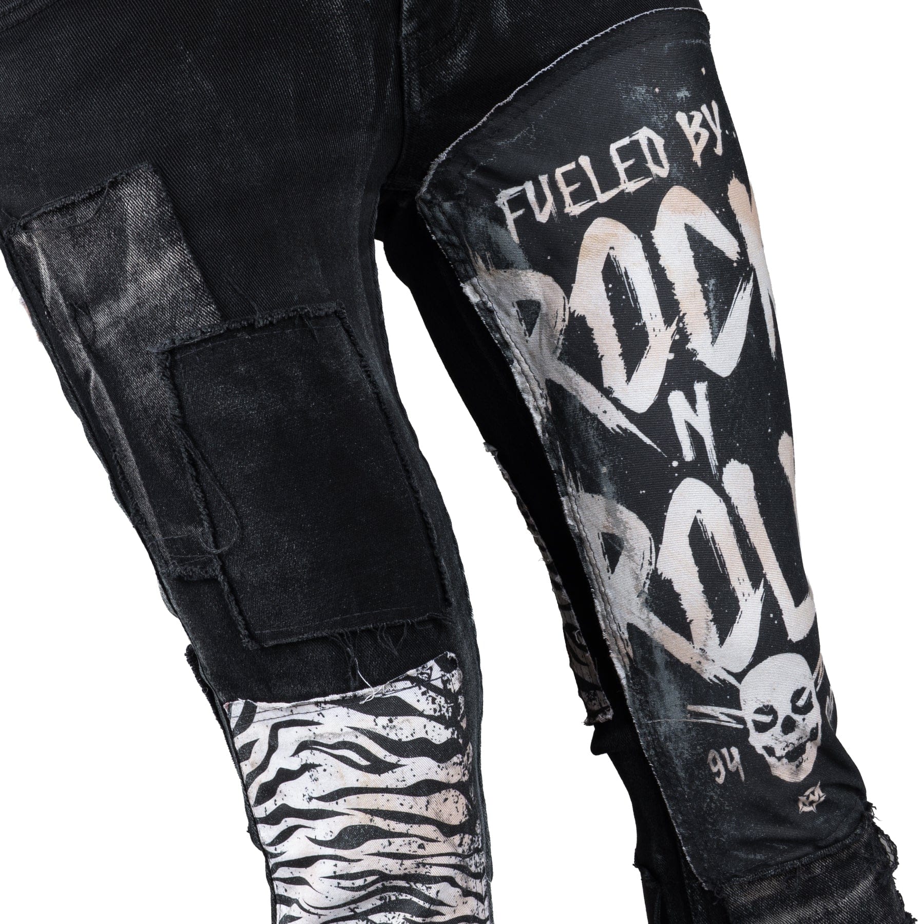 Custom Chop Shop Pants Wornstar Custom Jeans - Zebra Print Patchwork - FBRR - Ready to Ship - Size 32x32