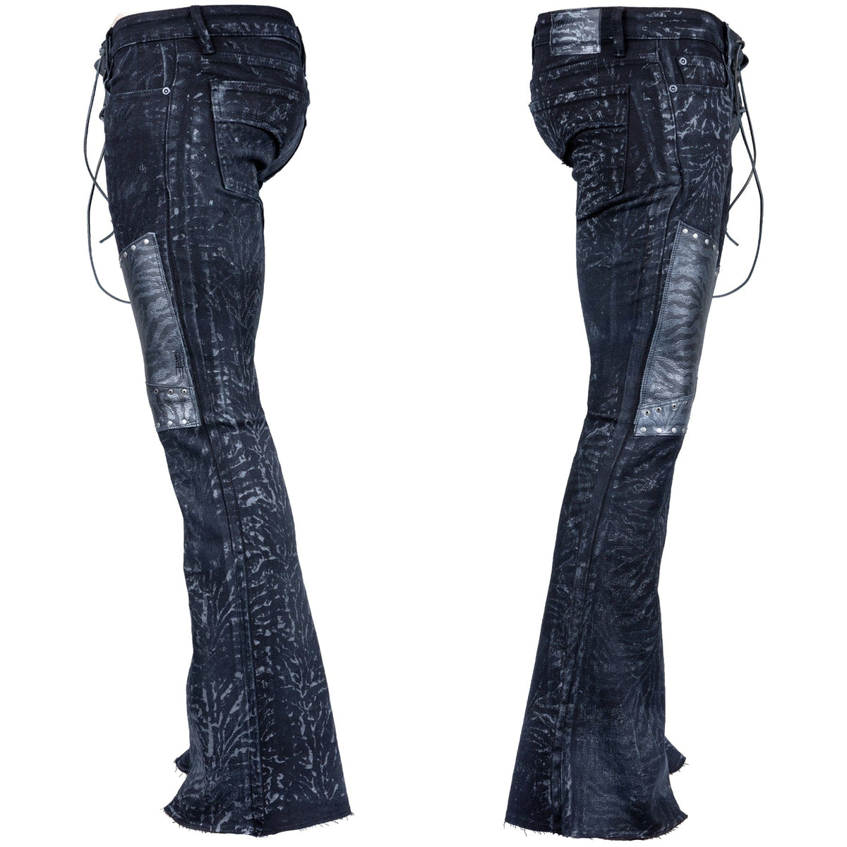 Custom Chop Shop Pants Wornstar Custom Jeans - Zebra Stripes with Leather Patchwork - Ready to Ship - Size 32x34