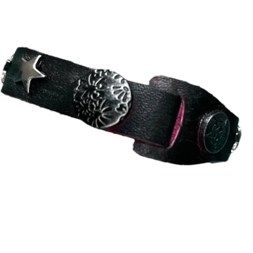 Custom Chop Shop Accessory Wornstar Custom Leather Bracelet - Black Leather - WSCWB25-007