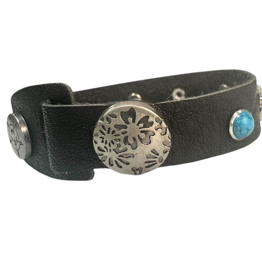 Custom Chop Shop Accessory Wornstar Custom Leather Bracelet - Blue Stone