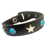 Custom Chop Shop Accessory Wornstar Custom Leather Bracelet - Blue Stone