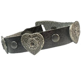 Custom Chop Shop Accessory Wornstar Custom Leather Bracelet - Hearts - Black Leather