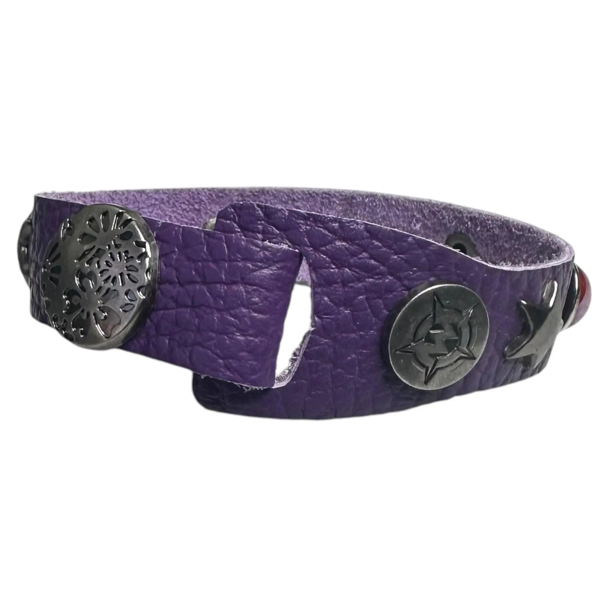 Custom Chop Shop Accessory Wornstar Custom Leather Bracelet - Purple Leather - WSCWB25-001