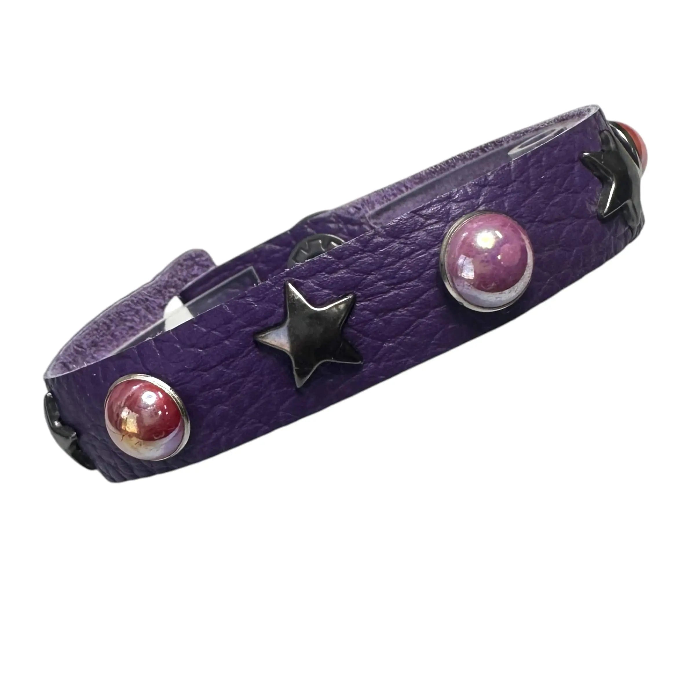 Custom Chop Shop Accessory Wornstar Custom Leather Bracelet - Purple Leather - WSCWB25-001