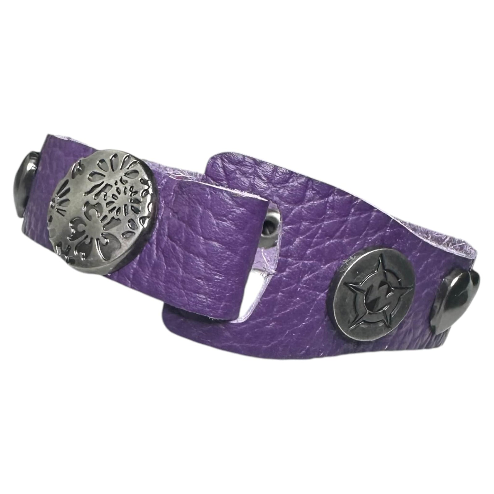 Custom Chop Shop Accessory Wornstar Custom Leather Bracelet - Purple Leather - WSCWB25-002