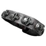 Custom Chop Shop Accessory Wornstar Custom Leather Bracelet - Silvered Skulls