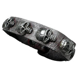 Custom Chop Shop Accessory Wornstar Custom Leather Bracelet - Silvered Skulls