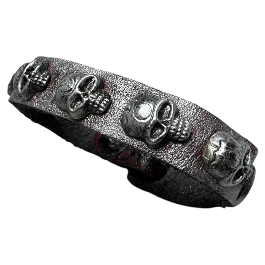 Custom Chop Shop Accessory Wornstar Custom Leather Bracelet - Silvered Skulls