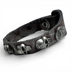 Custom Chop Shop Accessory Wornstar Custom Leather Bracelet - Silvered Skulls
