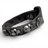 Custom Chop Shop Accessory Wornstar Custom Leather Bracelet - Silvered Skulls