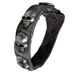 Custom Chop Shop Accessory Wornstar Custom Leather Bracelet - Silvered Skulls