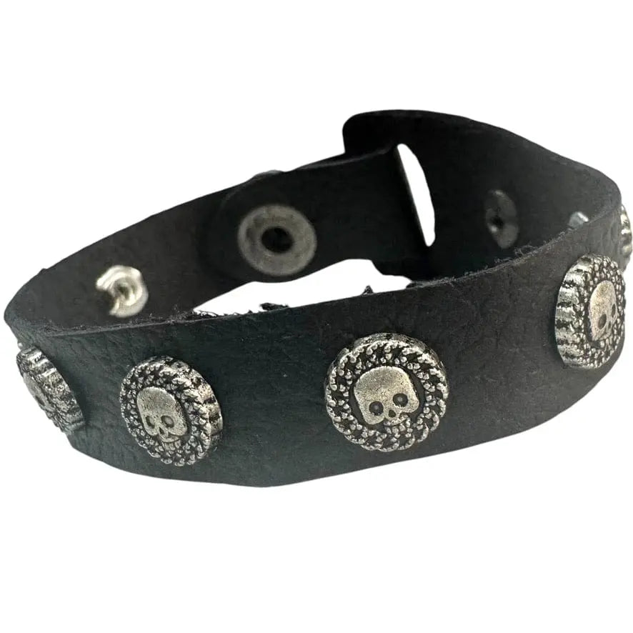 Custom Chop Shop Accessory Wornstar Custom Leather Bracelet - Skulls