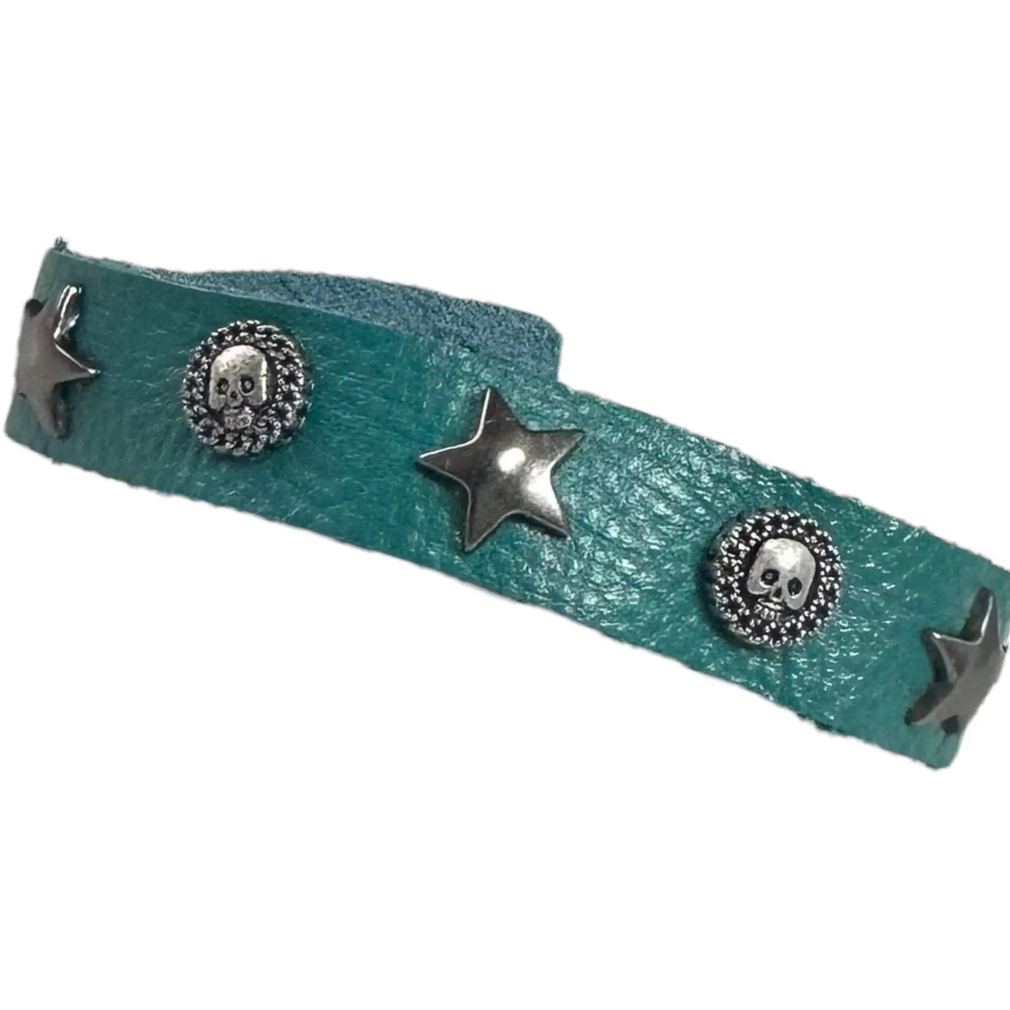 Custom Chop Shop Accessory Wornstar Custom Leather Bracelet - Teal Leather - WSCWB25-004