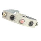 Custom Chop Shop Accessory Wornstar Custom Leather Bracelet - White Leather - WSCWB25-001