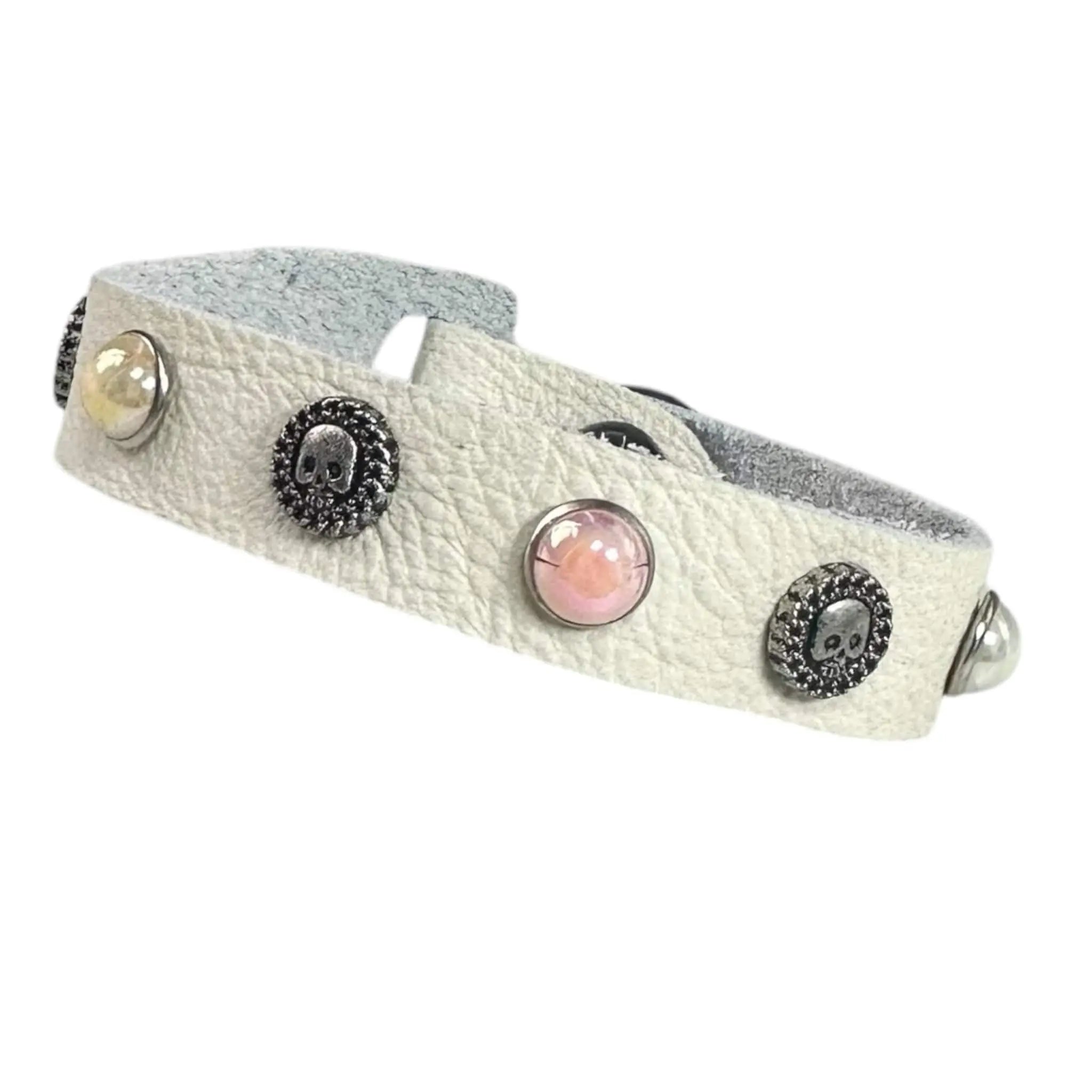Custom Chop Shop Accessory Wornstar Custom Leather Bracelet - White Leather - WSCWB25-001