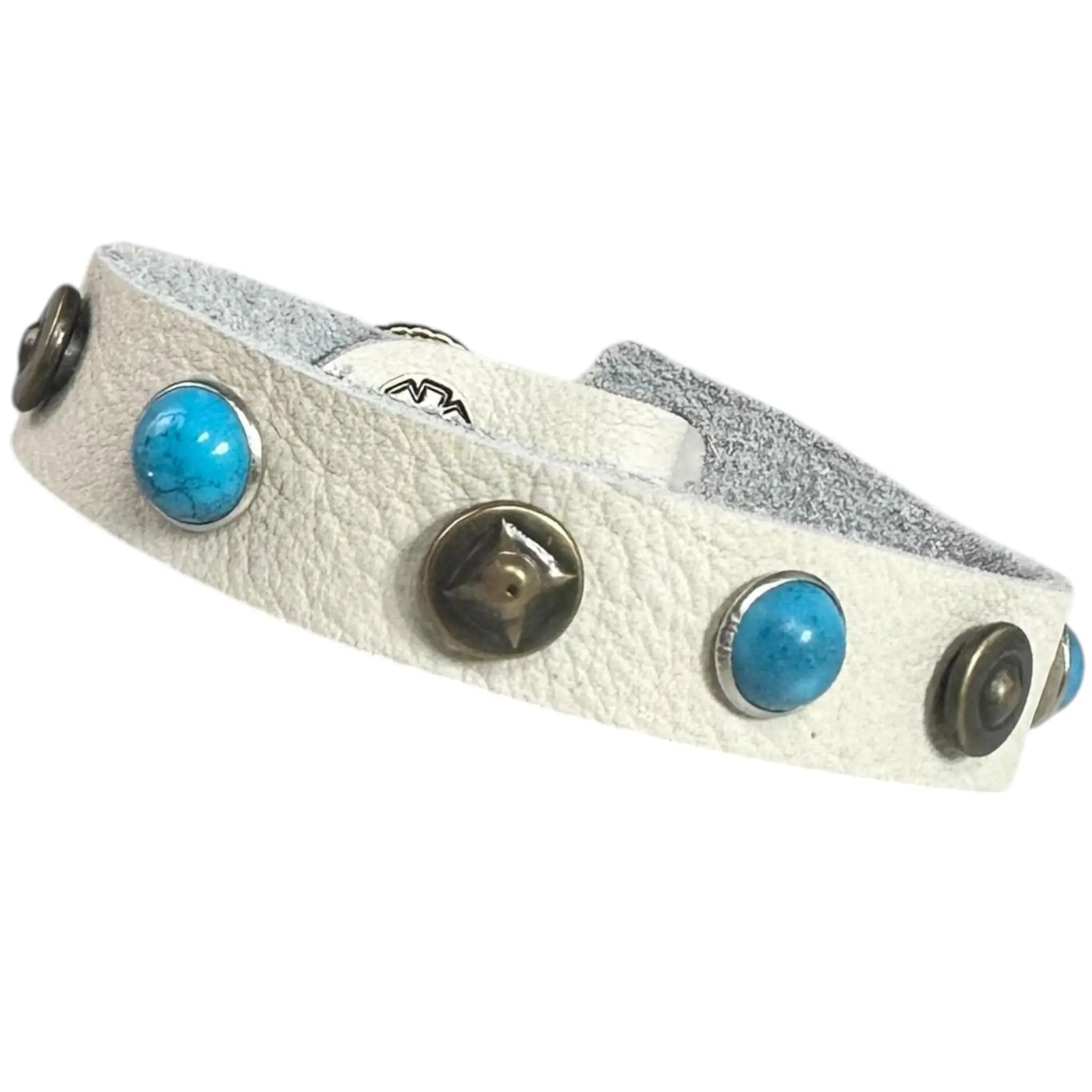 Custom Chop Shop Accessory Wornstar Custom Leather Bracelet - White Leather - WSCWB25-005