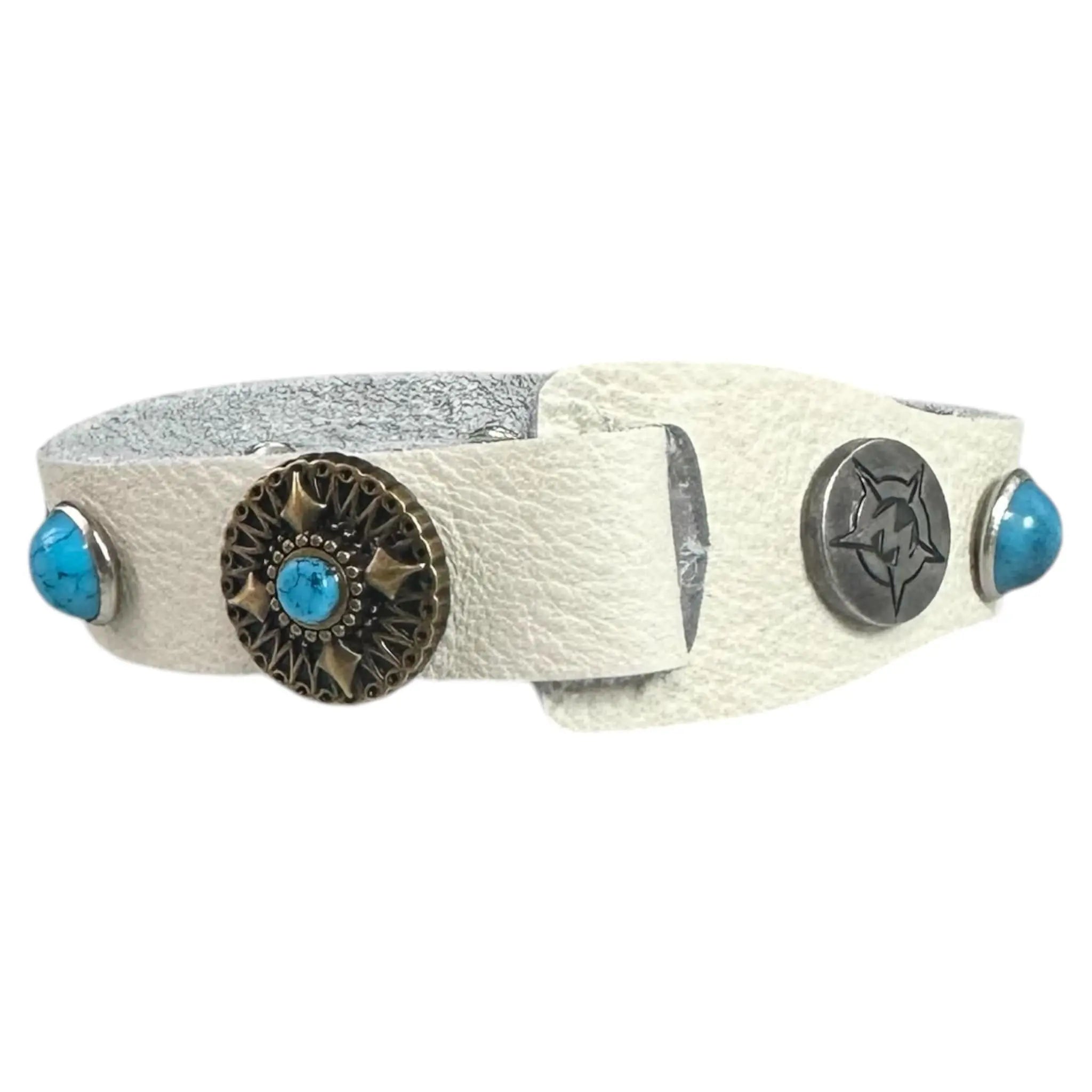 Custom Chop Shop Accessory Wornstar Custom Leather Bracelet - White Leather - WSCWB25-005