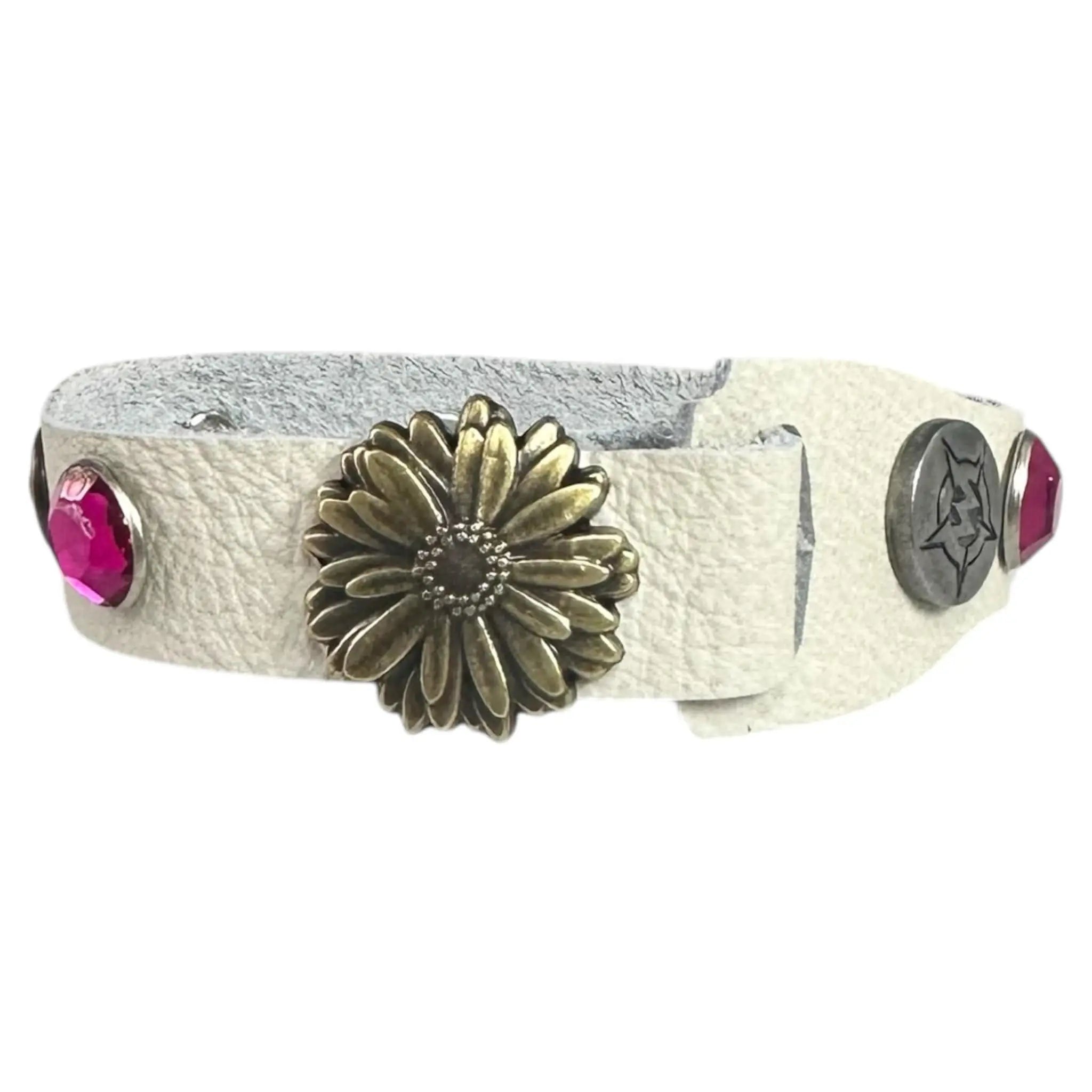 Custom Chop Shop Accessory Wornstar Custom Leather Bracelet - White Leather - WSCWB25-006