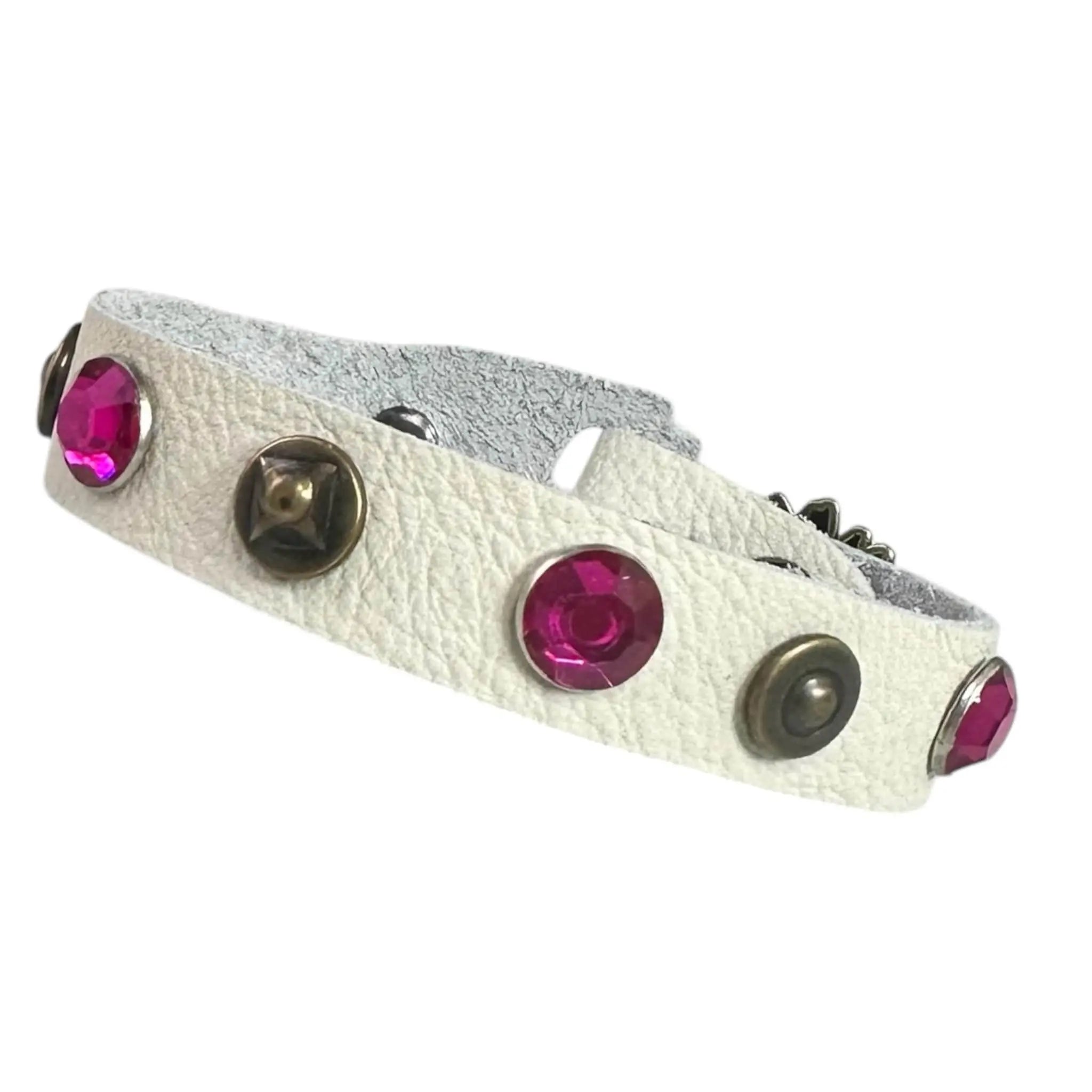 Custom Chop Shop Accessory Wornstar Custom Leather Bracelet - White Leather - WSCWB25-006