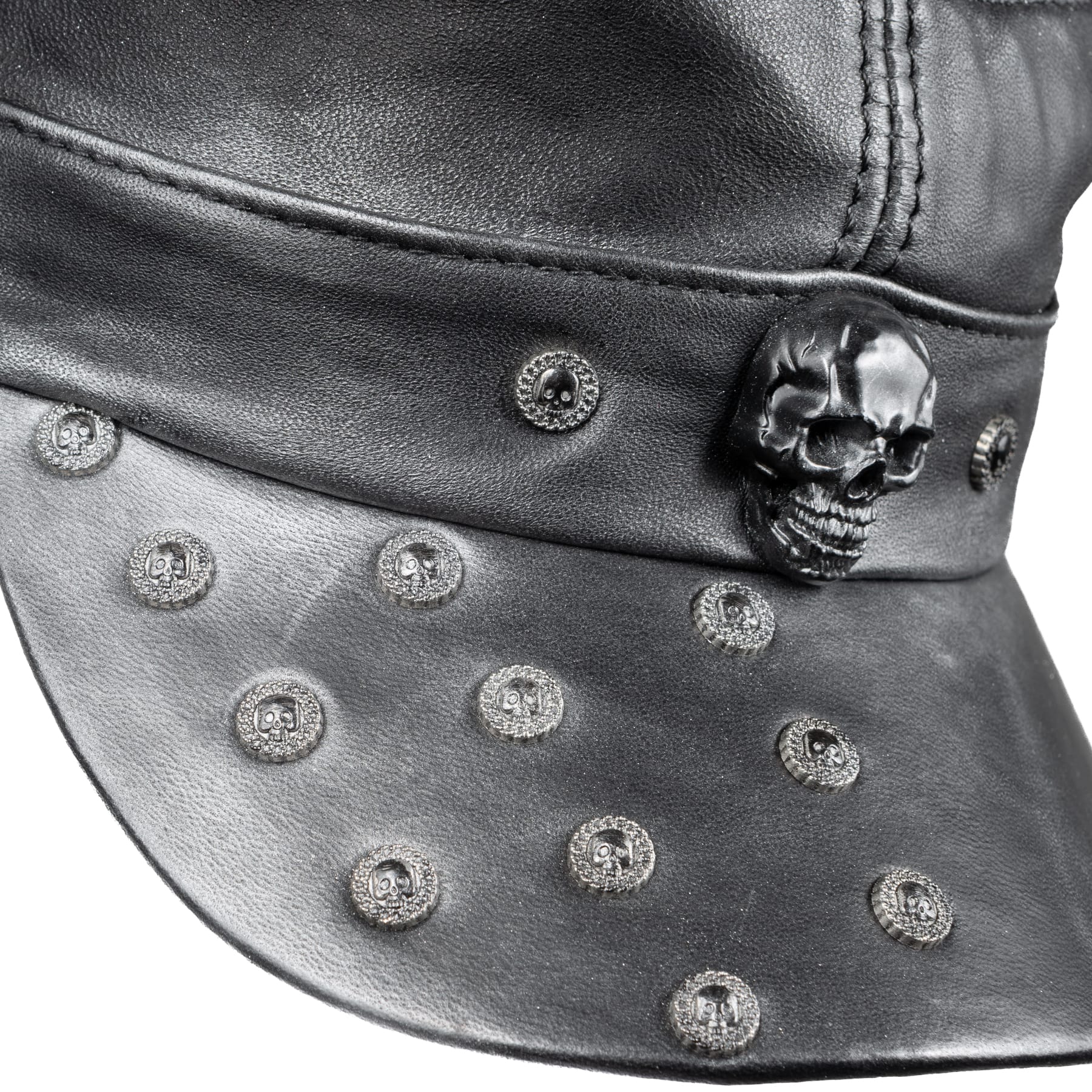 Custom Chop Shop Accessory Wornstar Custom Leather Hat - Studded Black - One of a Kind - 04