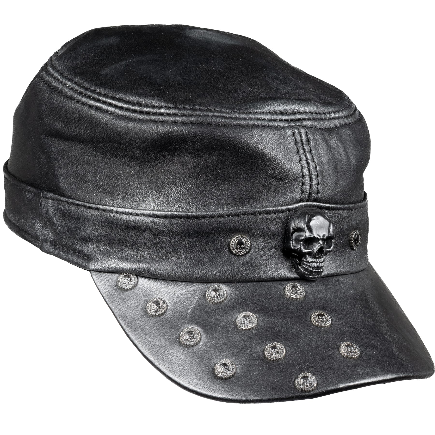 Custom Chop Shop Accessory Wornstar Custom Leather Hat - Studded Black - One of a Kind - 04