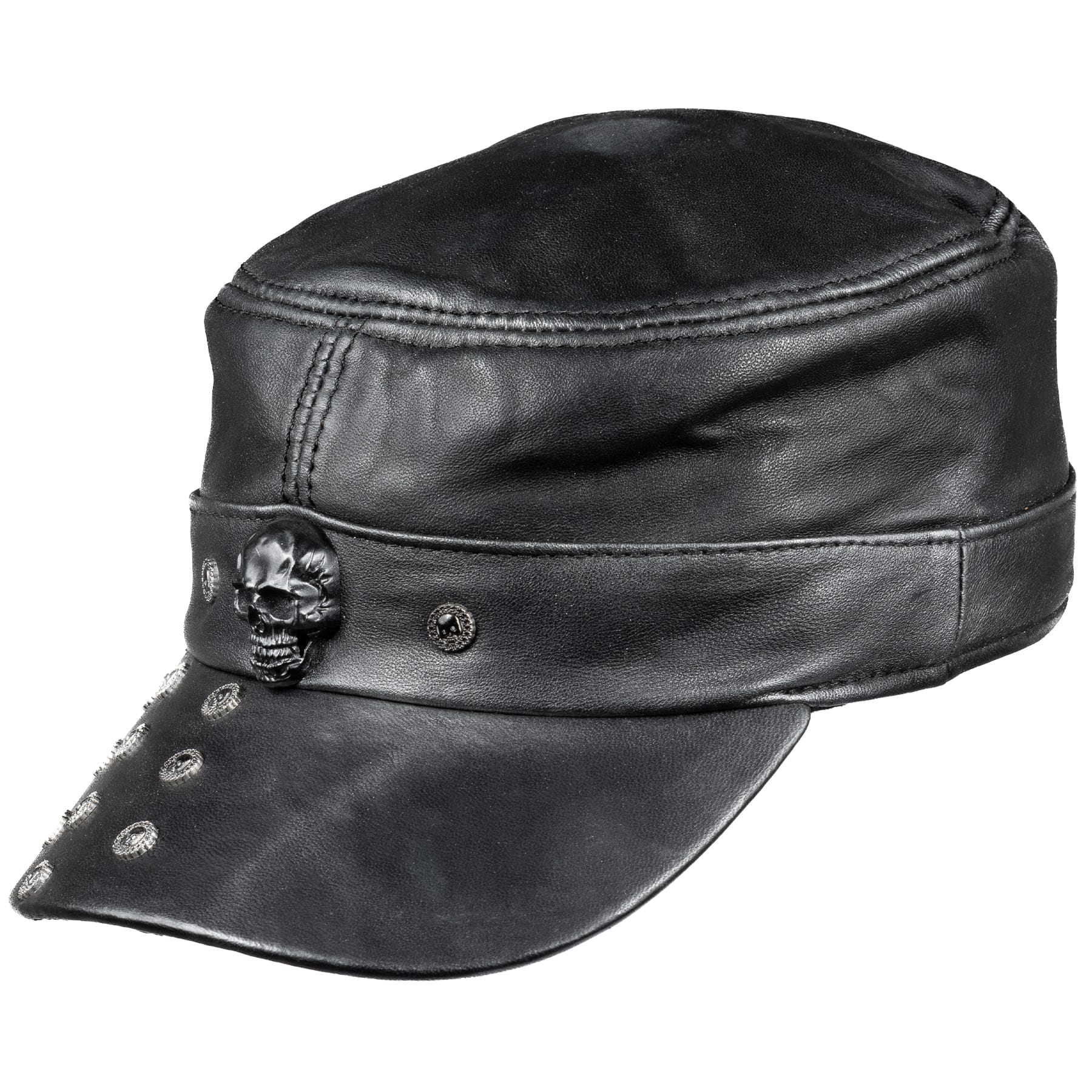 Custom Chop Shop Accessory Wornstar Custom Leather Hat - Studded Black - One of a Kind - 04