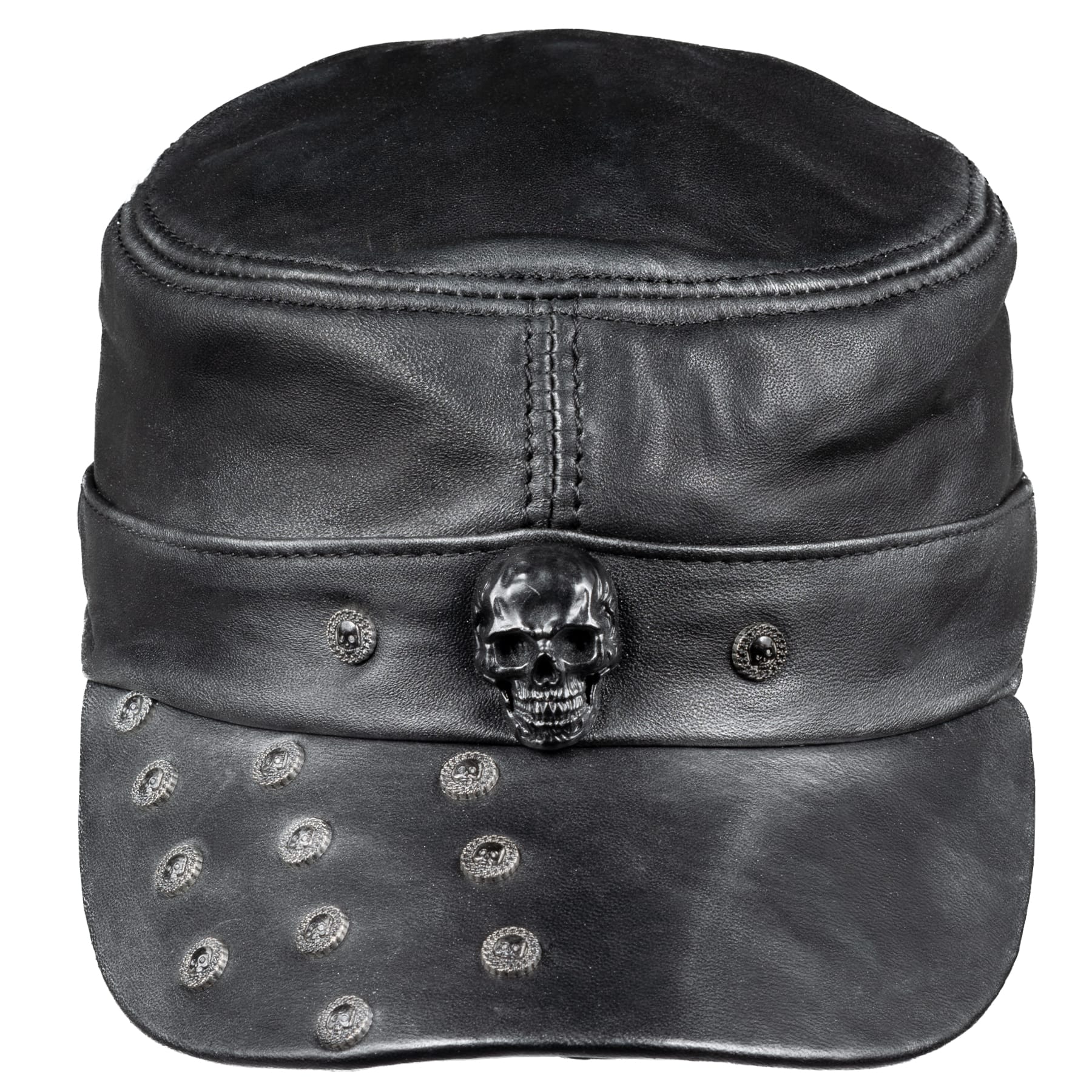 Custom Chop Shop Accessory Wornstar Custom Leather Hat - Studded Black - One of a Kind - 04