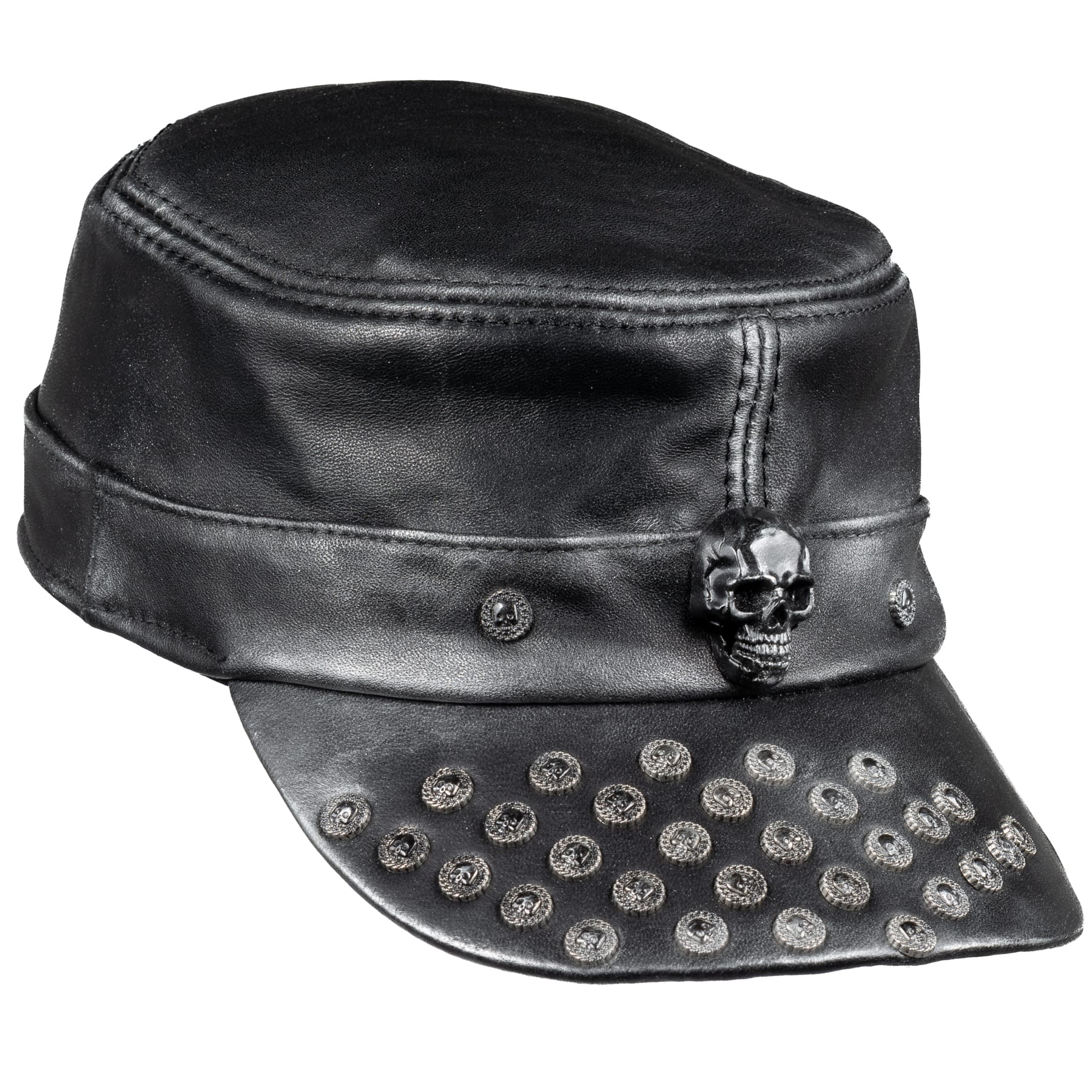 Custom Chop Shop Accessory Wornstar Custom Leather Hat - Studded Black - One of a Kind