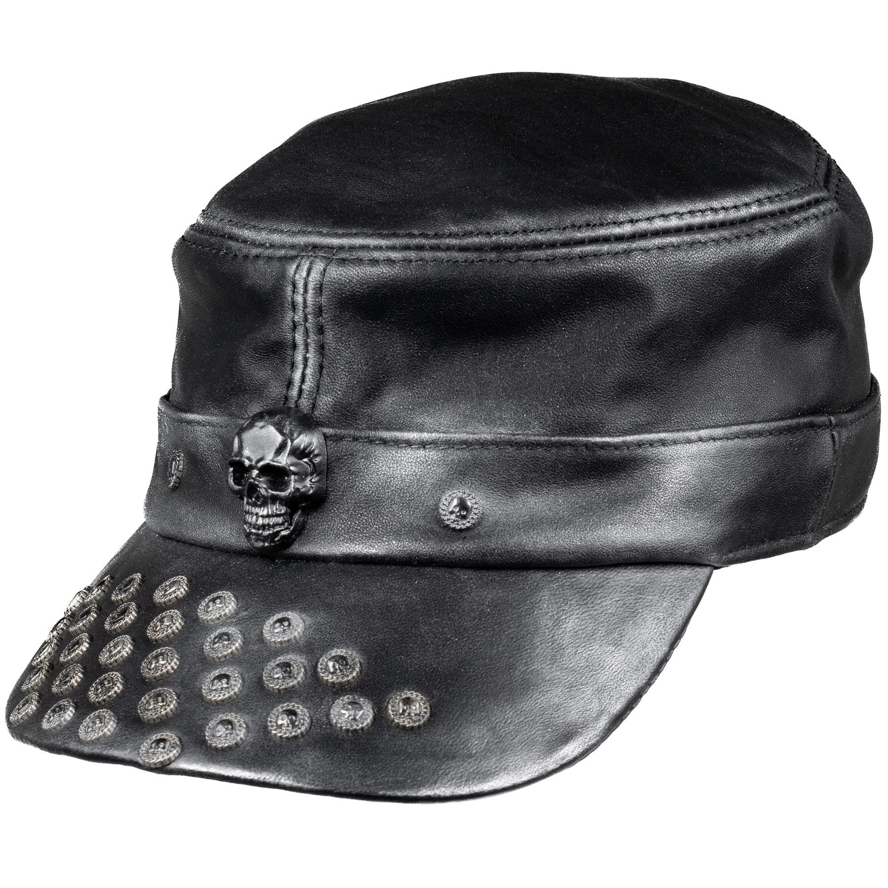 Custom Chop Shop Accessory Wornstar Custom Leather Hat - Studded Black - One of a Kind