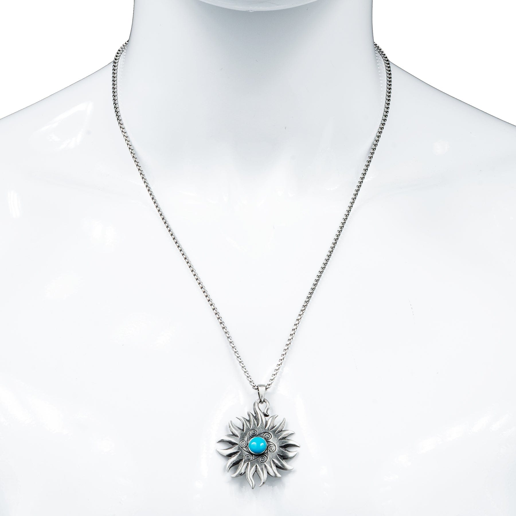 Custom Chop Shop Accessory Wornstar Custom Necklace - Blue Stone Sun Charm - Ready to Ship