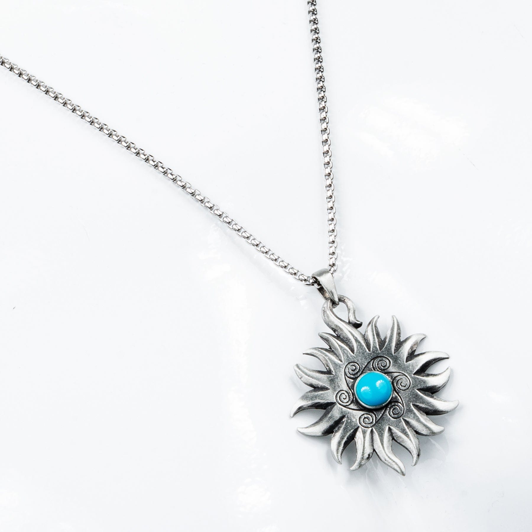 Custom Chop Shop Accessory Wornstar Custom Necklace - Blue Stone Sun Charm - Ready to Ship