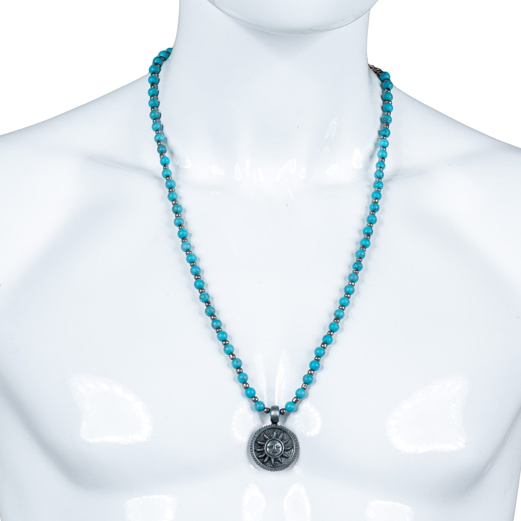 Custom Chop Shop Accessory Wornstar Custom Necklace - Blue Stone with Sun Charm - Ready to Ship