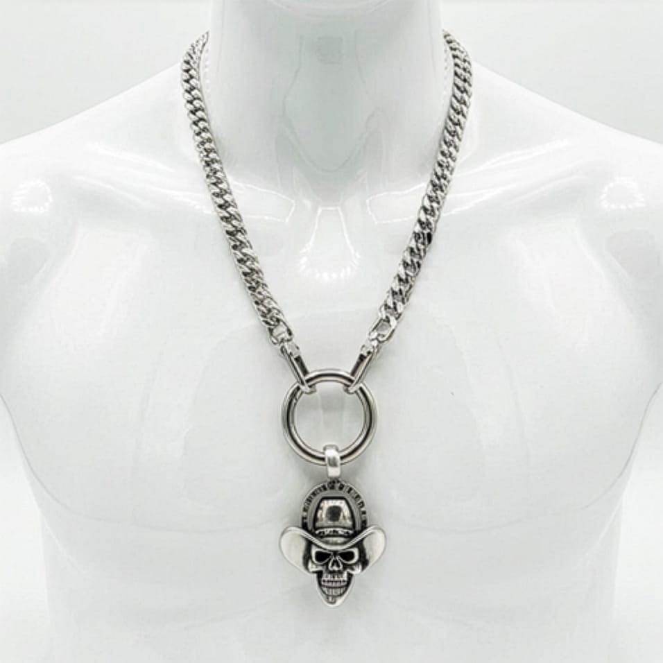 Custom Chop Shop Accessory Wornstar Custom Necklace Chain With Cowboy Skull