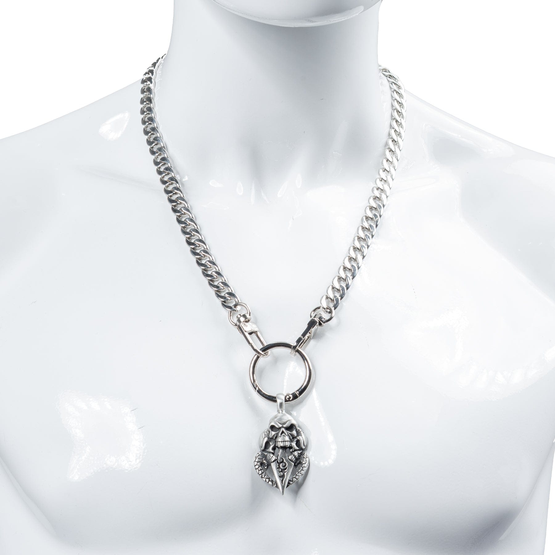 Custom Chop Shop Accessory Wornstar Custom Necklace Chain With Metal Skull Dagger Charm