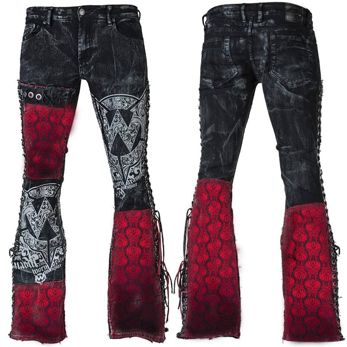 Custom Chop Shop Pants Wornstar Custom - Pants - Ruby Red Brocade