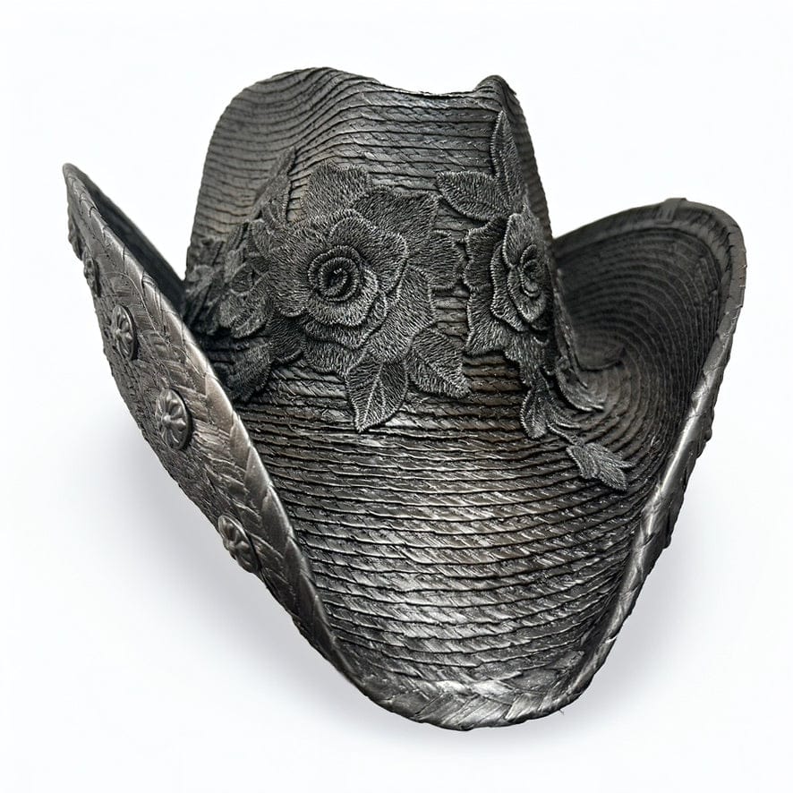 Custom Chop Shop Accessory Wornstar Custom Rocker Hat - Black Crosses and Roses