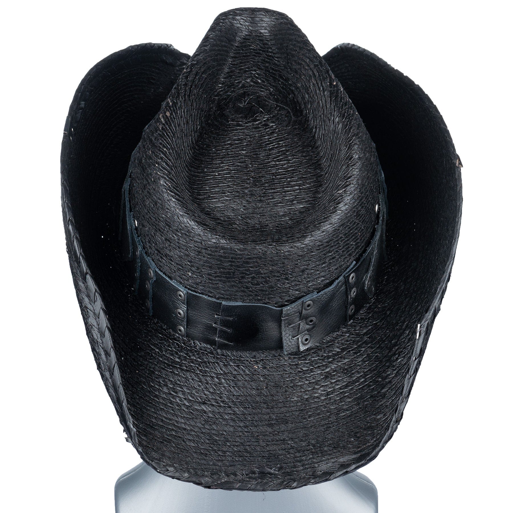 Custom Chop Shop Accessory Wornstar Custom Rocker Hat - Black Leather Hat Band with Skull