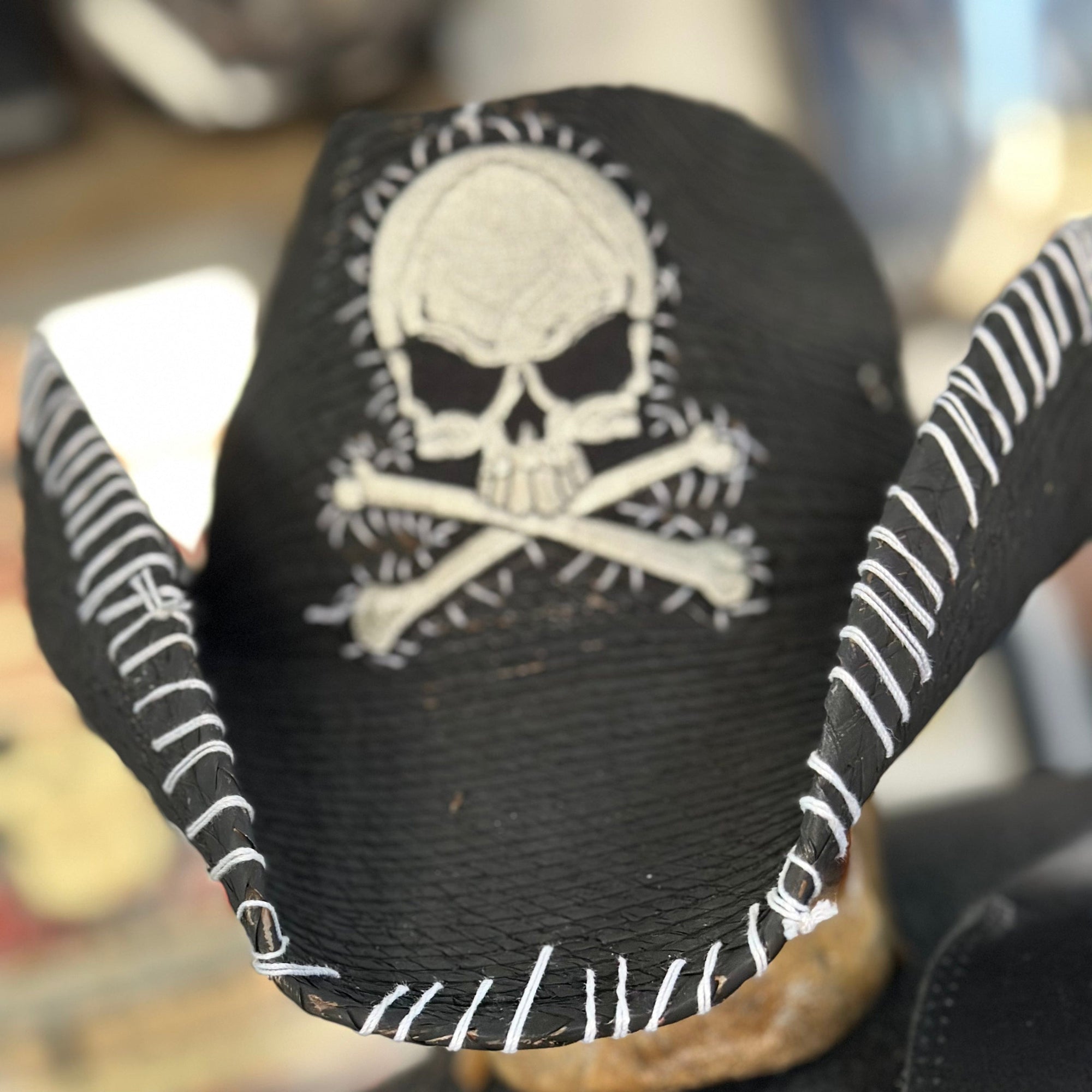 Custom Chop Shop Accessory Wornstar Custom Rocker Hat - Hand stitched Skull - Ready to ship