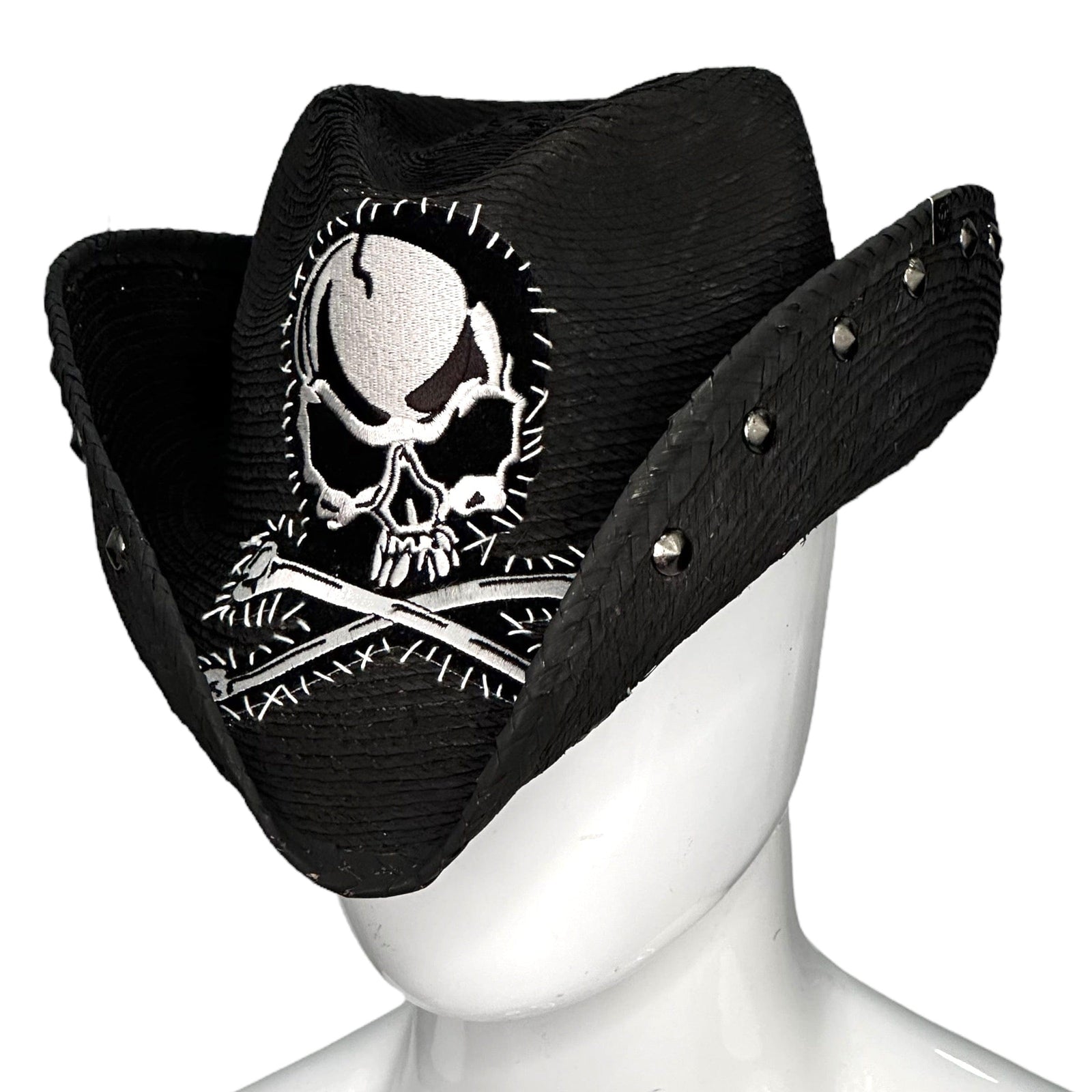 Custom Chop Shop Accessory Wornstar Custom Rocker Hat - Large Stitched Skull Patch - Ready to ship