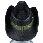 Custom Chop Shop Accessory Wornstar Custom Rocker Hat - Olive Green Leather Hat Band with Skull