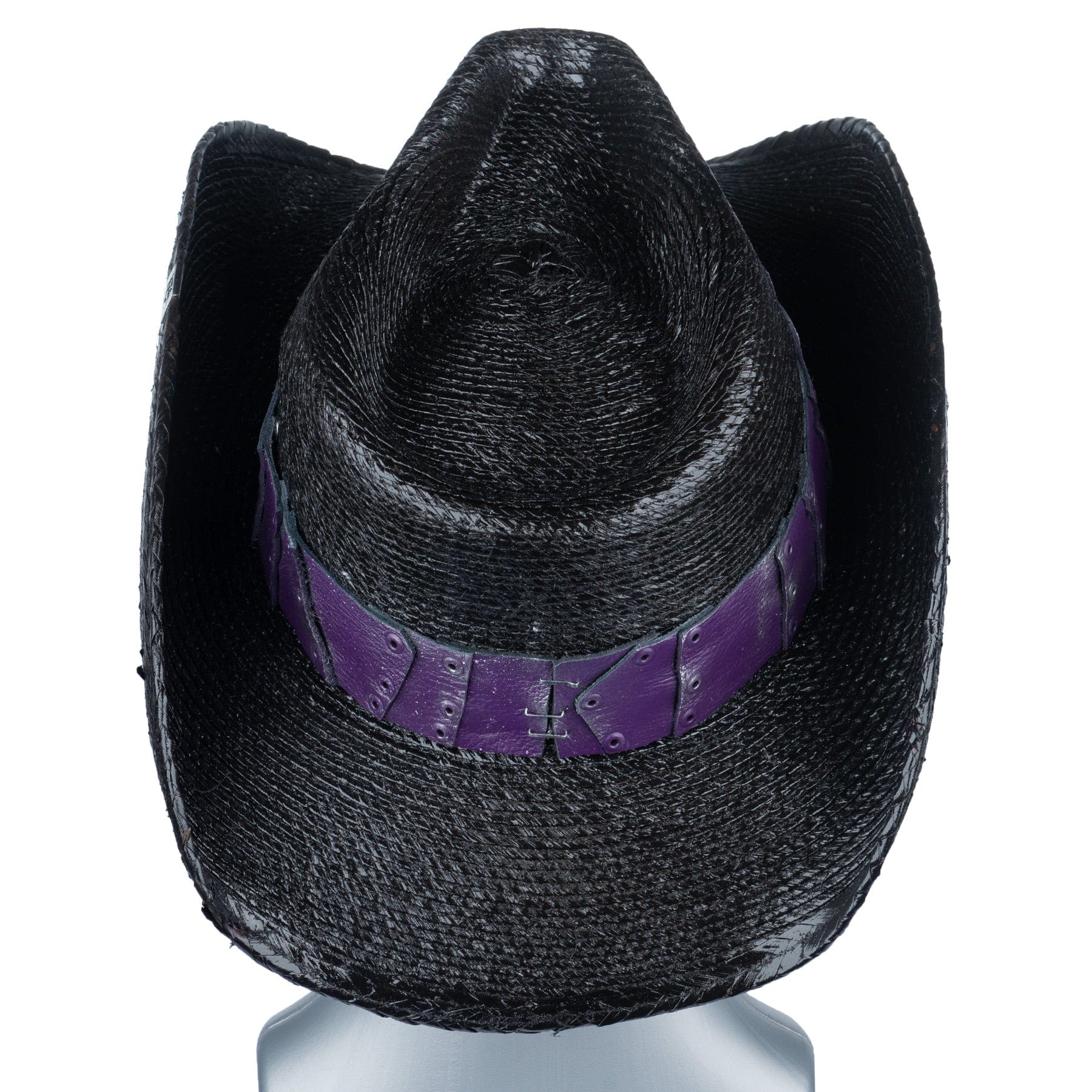 Custom Chop Shop Accessory Wornstar Custom Rocker Hat - Purple Leather Hat Band with Skull