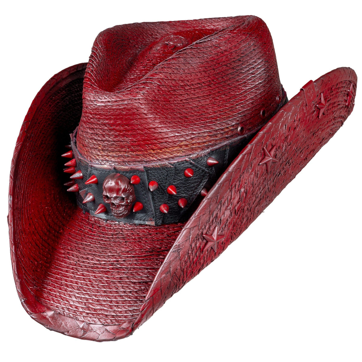 Custom Chop Shop Accessory Wornstar Custom Rocker Hat - Ready to Ship - Spiked - Red