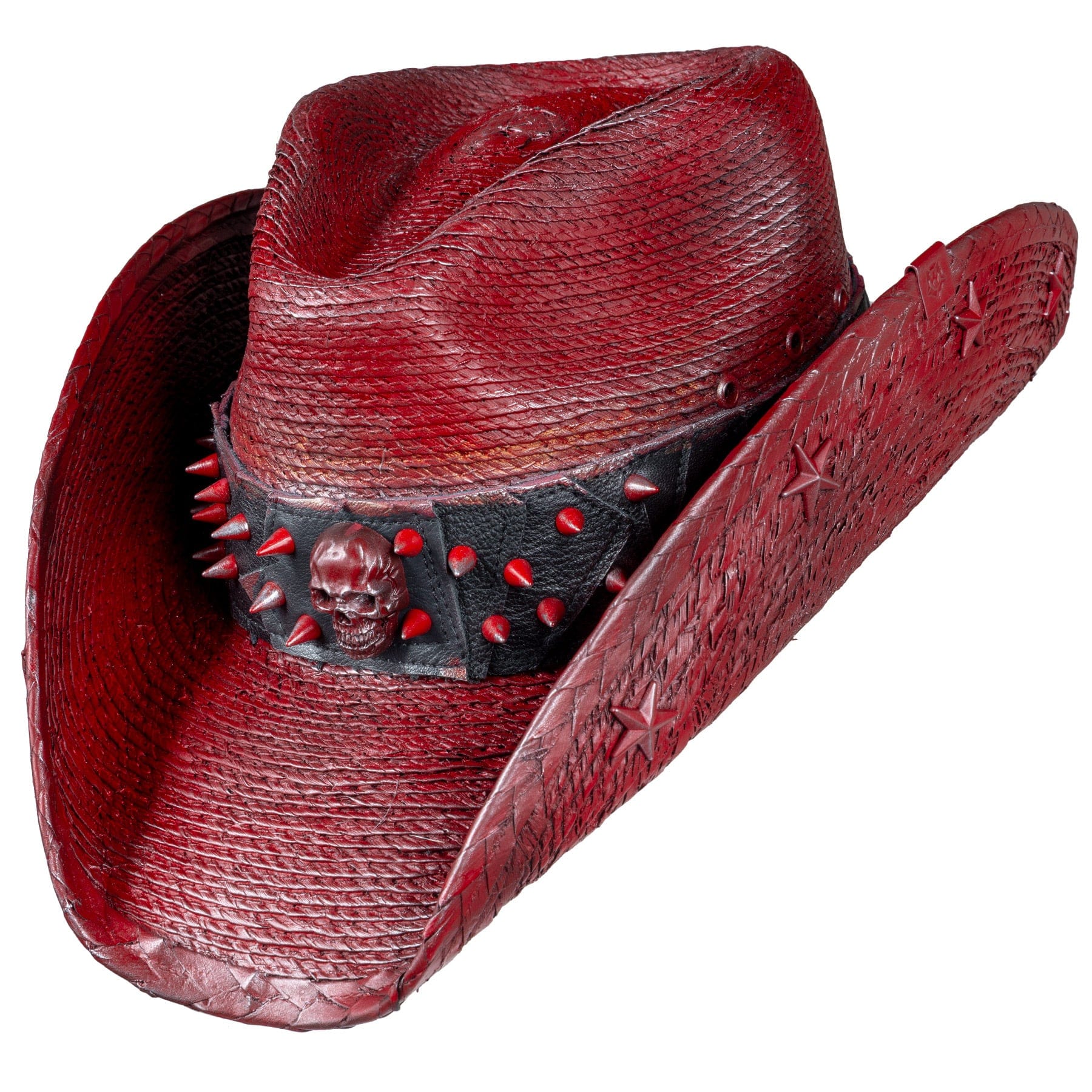 Custom Chop Shop Accessory Wornstar Custom Rocker Hat - Ready to Ship - Spiked - Red