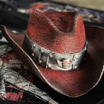 Custom Chop Shop Accessory Wornstar Custom Rocker Hat - Red Hat - Black and Silver hat band - Ready to ship