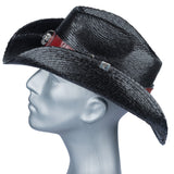 Custom Chop Shop Accessory Wornstar Custom Rocker Hat - Red Leather Hat Band with Skull