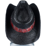 Custom Chop Shop Accessory Wornstar Custom Rocker Hat - Red Leather Hat Band with Skull