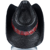 Custom Chop Shop Accessory Wornstar Custom Rocker Hat - Red Leather Hat Band with Skull