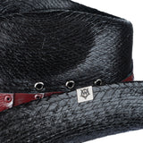 Custom Chop Shop Accessory Wornstar Custom Rocker Hat - Red Leather Hat Band with Skull