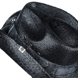 Custom Chop Shop Accessory Wornstar Custom Rocker Hat - Silver Leather Hat Band with Skull