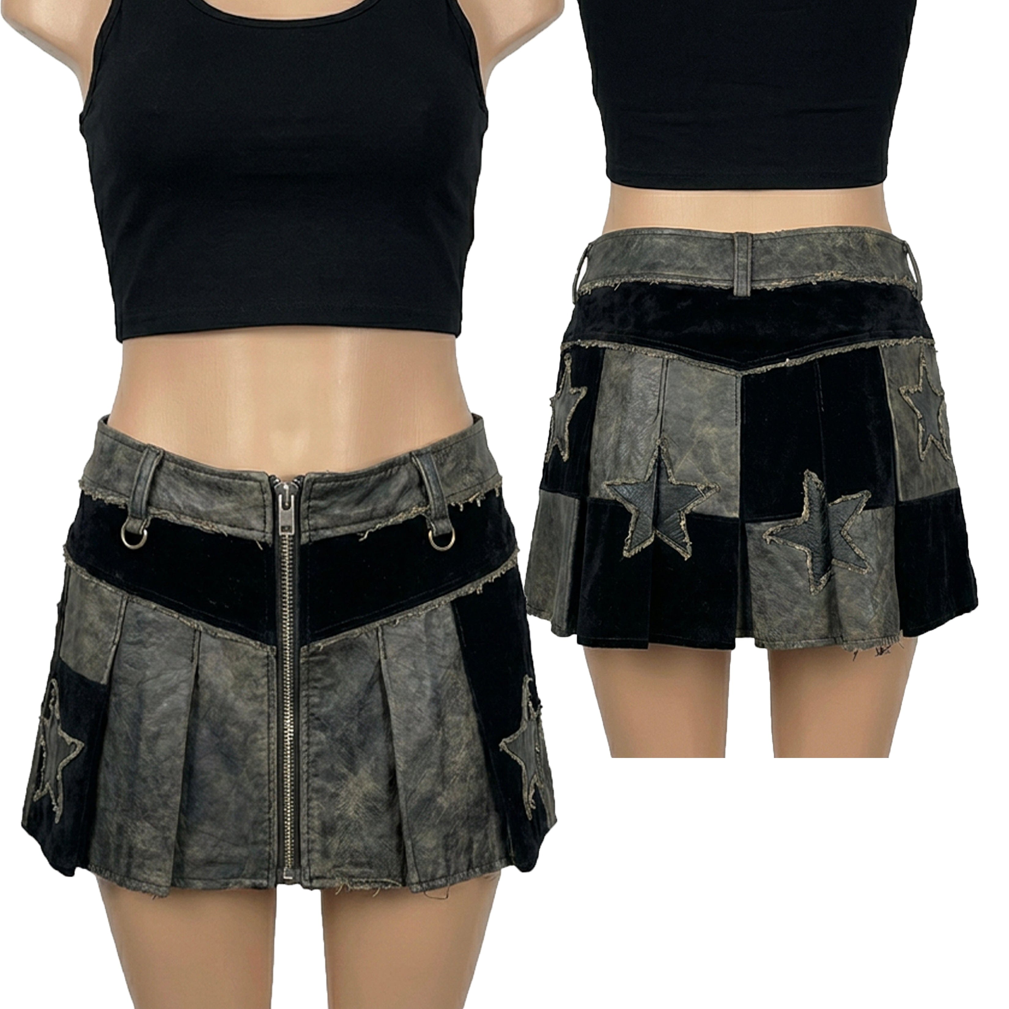 Custom Chop Shop Dress Wornstar Custom Skirt - Black Velvet - Stars